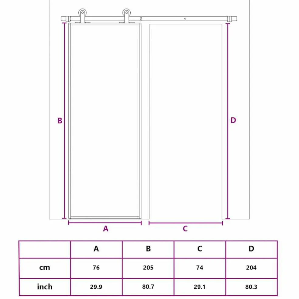 vidaXL Schuifdeur 76x205 cm ESG-glas en aluminium zwart