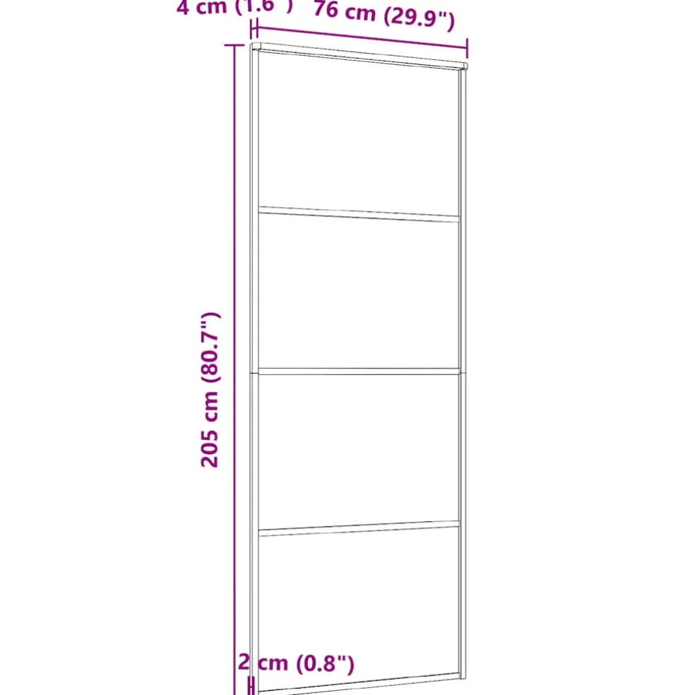 vidaXL Schuifdeur 76x205 cm ESG-glas en aluminium wit