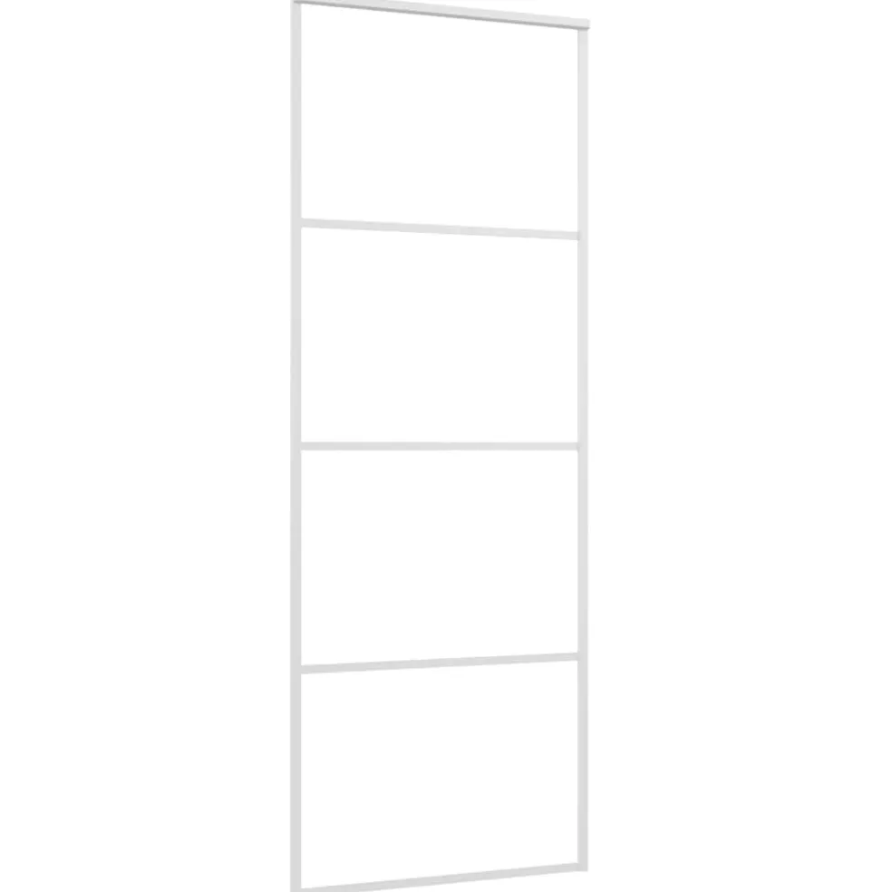 vidaXL Schuifdeur 76x205 cm ESG-glas en aluminium wit