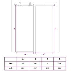 vidaXL Schuifdeur 76x205 cm ESG-glas en aluminium wit