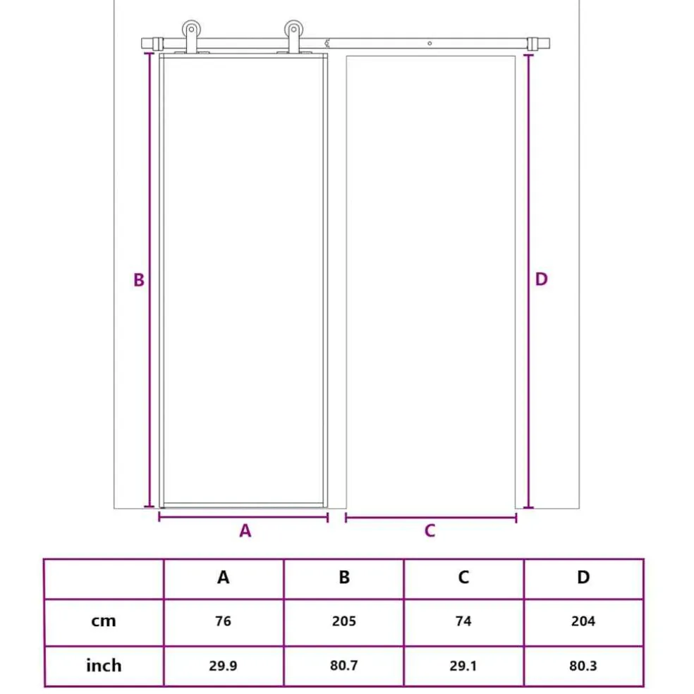 vidaXL Schuifdeur 76x205 cm ESG-glas en aluminium wit