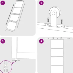 vidaXL Schuifdeur 76x205 cm ESG-glas en aluminium wit