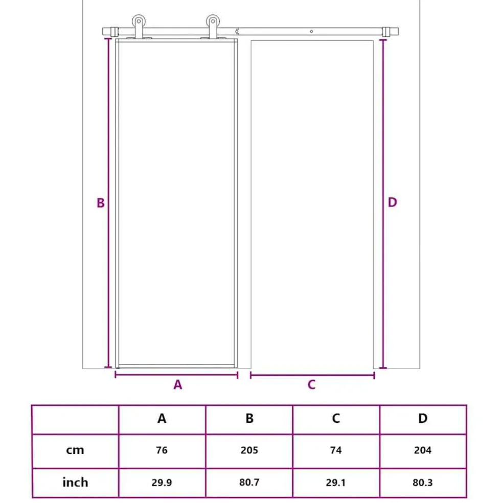 vidaXL Schuifdeur 76x205 cm gehard glas en aluminium zwart