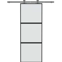 vidaXL Schuifdeur 76x205 cm gehard glas en aluminium zwart
