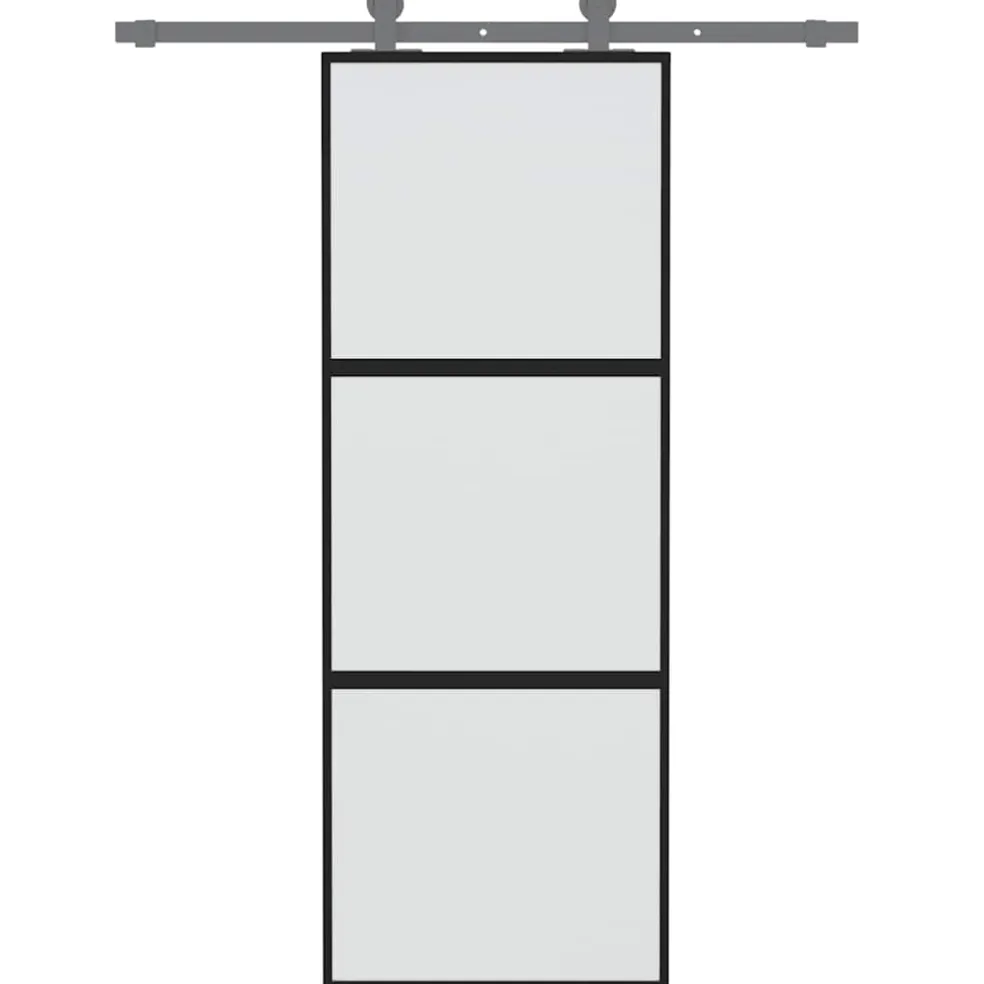 vidaXL Schuifdeur 76x205 cm gehard glas en aluminium zwart