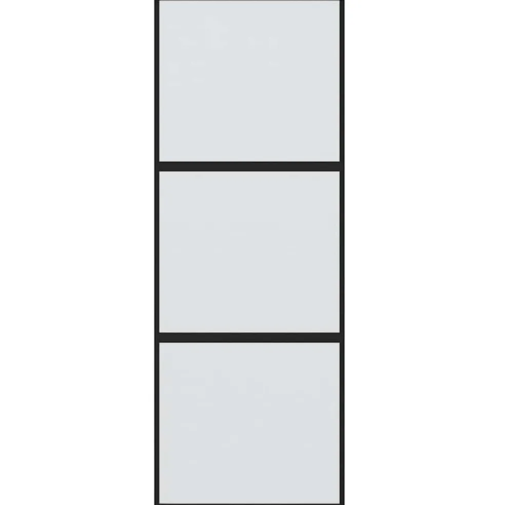 vidaXL Schuifdeur 76x205 cm gehard glas en aluminium zwart
