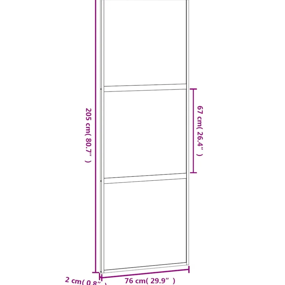 vidaXL Schuifdeur 76x205 cm gehard glas en aluminium zwart