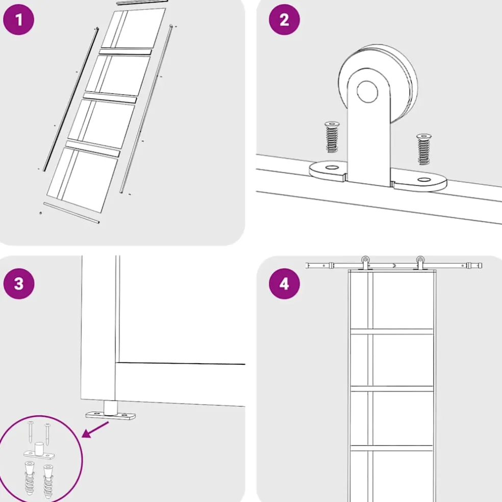 vidaXL Schuifdeur 76x205 cm gehard glas en aluminium zwart