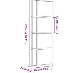 vidaXL Schuifdeur 76x205 cm helder ESG-glas en aluminium goudkleurig