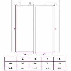 vidaXL Schuifdeur 76x205 cm helder ESG-glas en aluminium goudkleurig