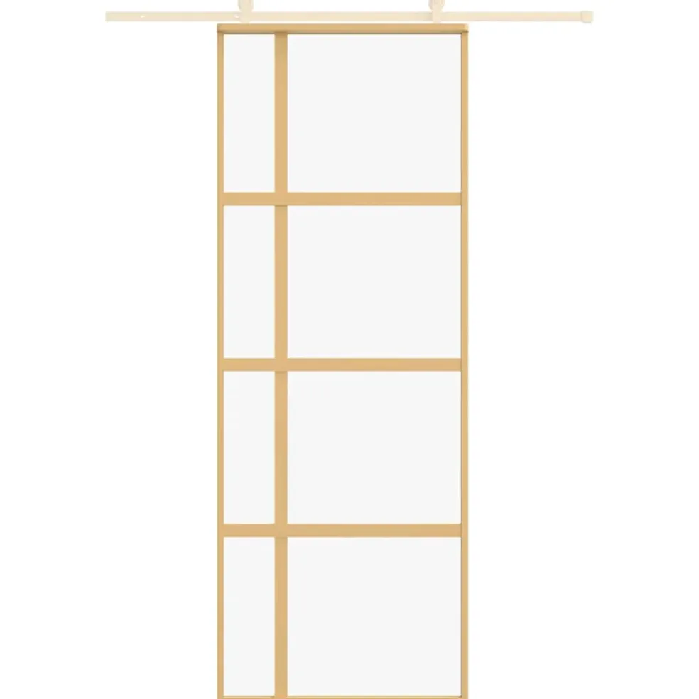 vidaXL Schuifdeur 76x205 cm helder ESG-glas en aluminium goudkleurig
