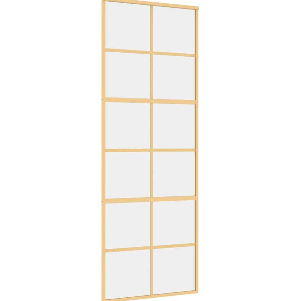 vidaXL Schuifdeur 76x205 cm helder ESG-glas en aluminium goudkleurig