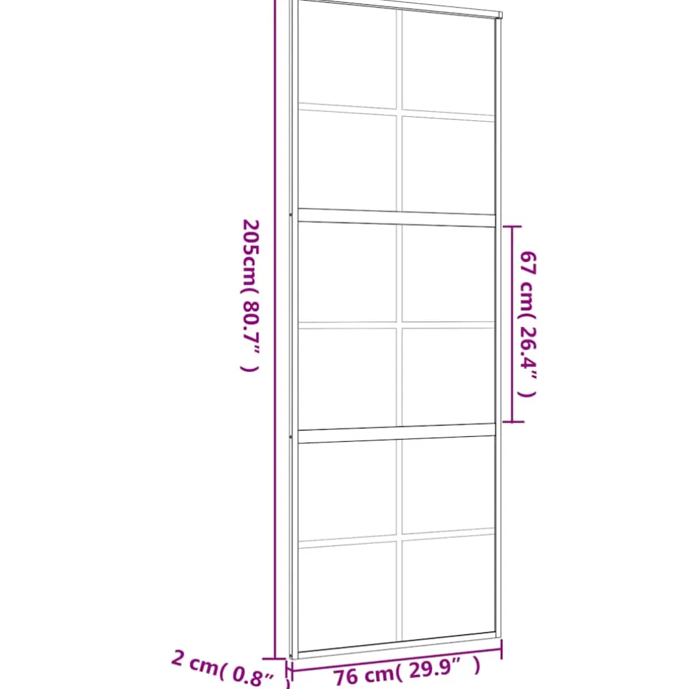 vidaXL Schuifdeur 76x205 cm helder ESG-glas en aluminium goudkleurig
