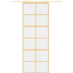 vidaXL Schuifdeur 76x205 cm helder ESG-glas en aluminium goudkleurig