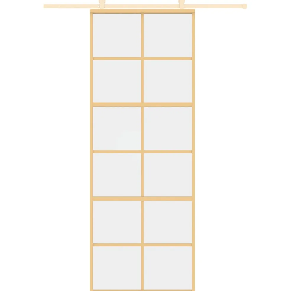 vidaXL Schuifdeur 76x205 cm helder ESG-glas en aluminium goudkleurig