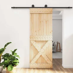 vidaXL Schuifdeur 80 x 210 cm Massief Grenenhout (Niet-Behandeld)