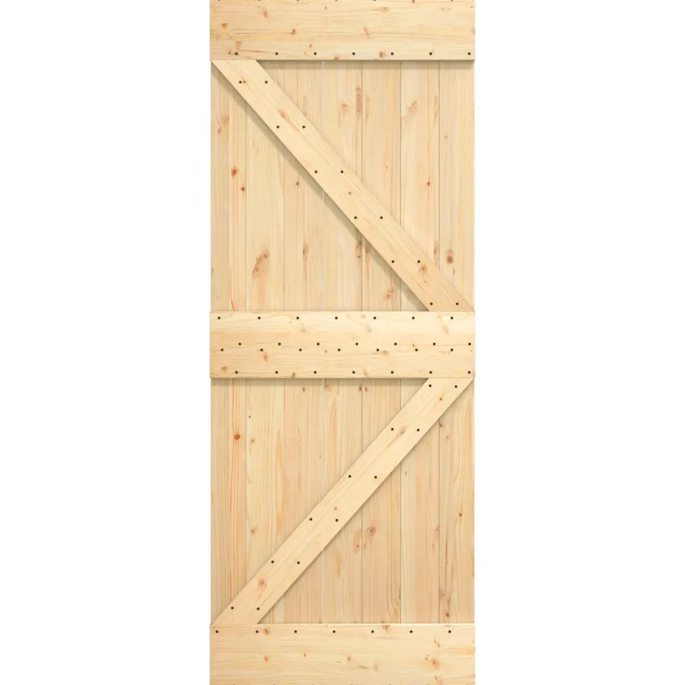 vidaXL Schuifdeur 85 x 210 cm Massief Grenenhout (Niet-Behandeld)