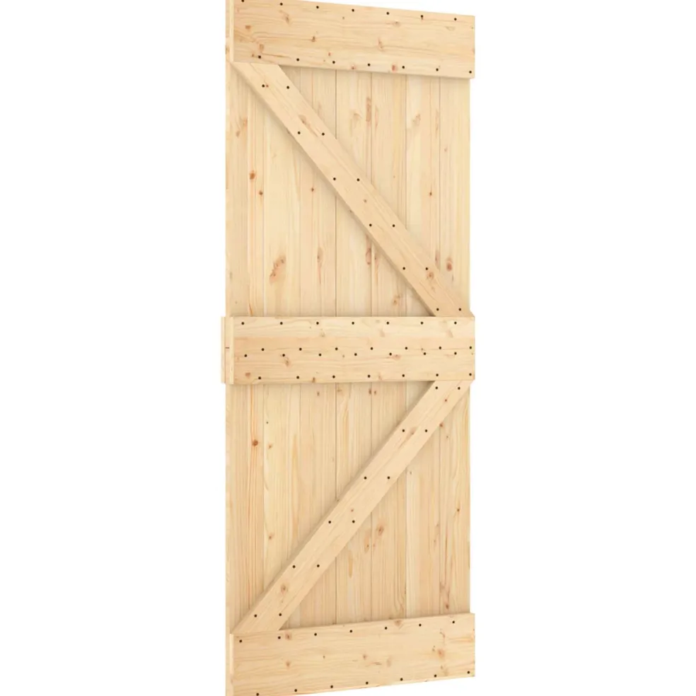 vidaXL Schuifdeur 85 x 210 cm Massief Grenenhout (Niet-Behandeld)