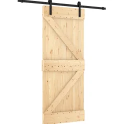 vidaXL Schuifdeur 85 x 210 cm Massief Grenenhout (Niet-Behandeld)