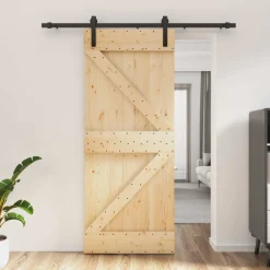 vidaXL Schuifdeur 85 x 210 cm Massief Grenenhout (Niet-Behandeld)