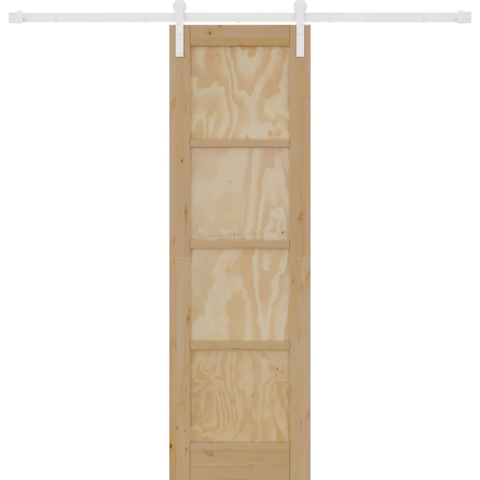 vidaXL Schuifdeur 61 x 198,5 cm Massief grenenhout Natuurlijk en Wit