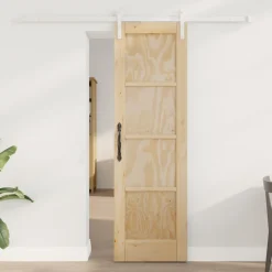 vidaXL Schuifdeur 61 x 198,5 cm Massief grenenhout Natuurlijk en Wit