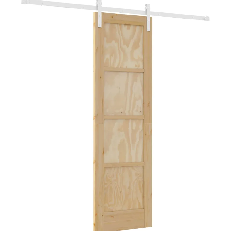 vidaXL Schuifdeur 61 x 198,5 cm Massief grenenhout Natuurlijk en Wit