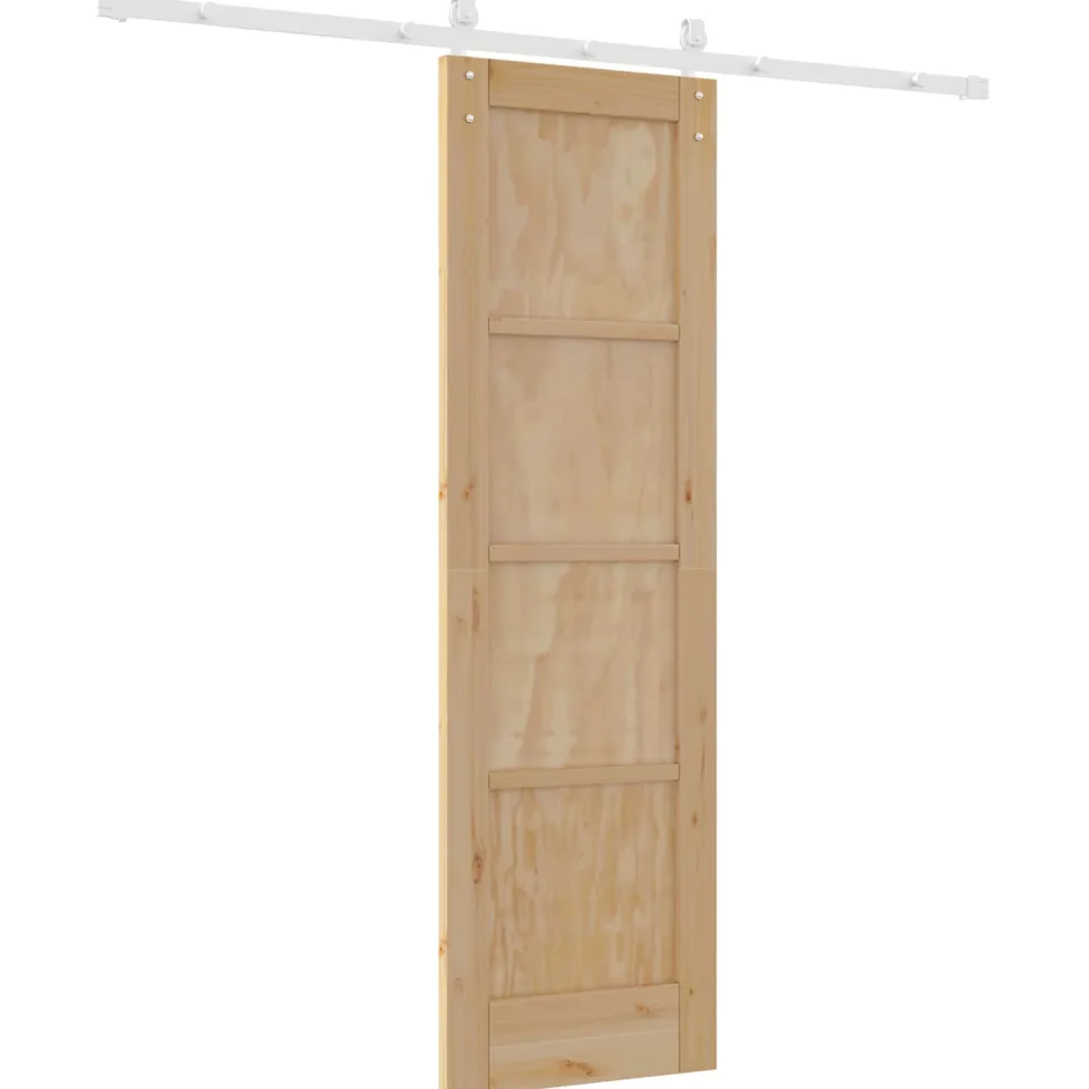 vidaXL Schuifdeur 61 x 198,5 cm Massief grenenhout Natuurlijk en Wit