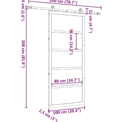 vidaXL Schuifdeur 100 x 208 cm Massief grenenhout Naturel