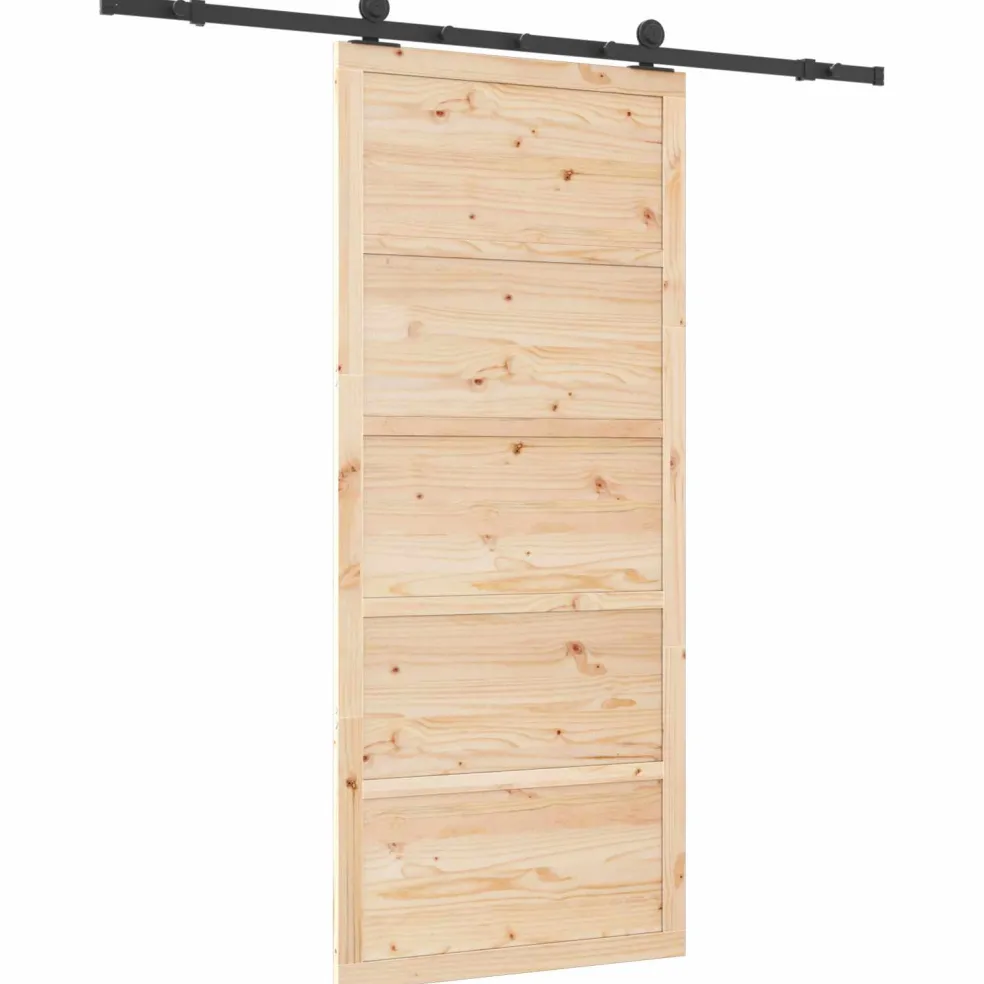 vidaXL Schuifdeur 100 x 208 cm Massief grenenhout Naturel