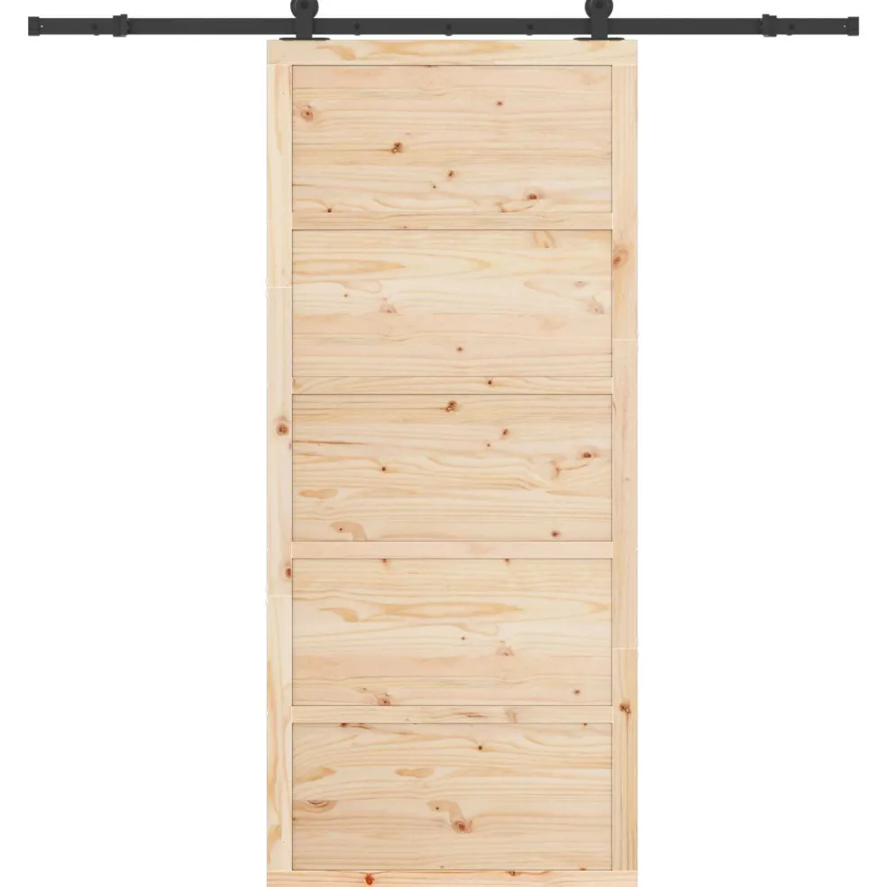 vidaXL Schuifdeur 100 x 208 cm Massief grenenhout Naturel
