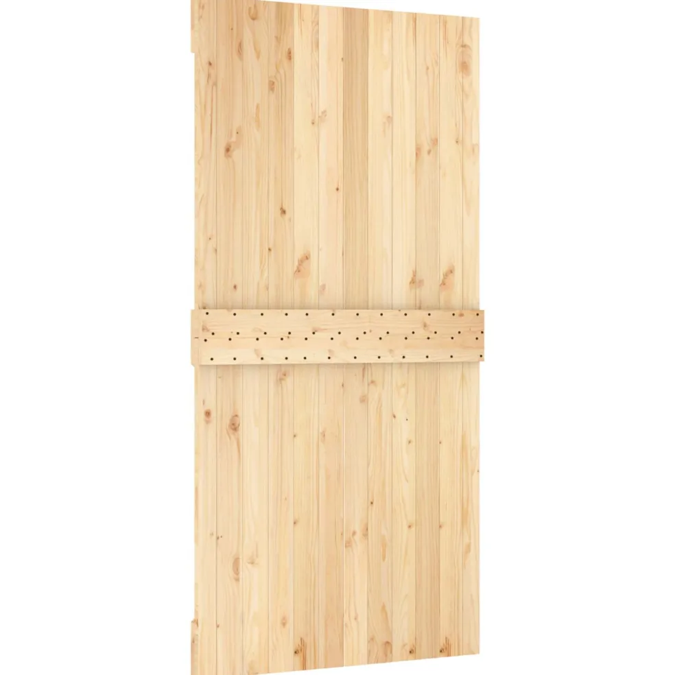 vidaXL Schuifdeur 100 x 210 cm Massief Grenenhout (Niet-Behandeld)