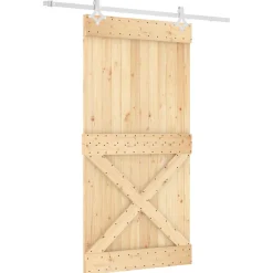 vidaXL Schuifdeur 100 x 210 cm Massief Grenenhout (Niet-Behandeld)