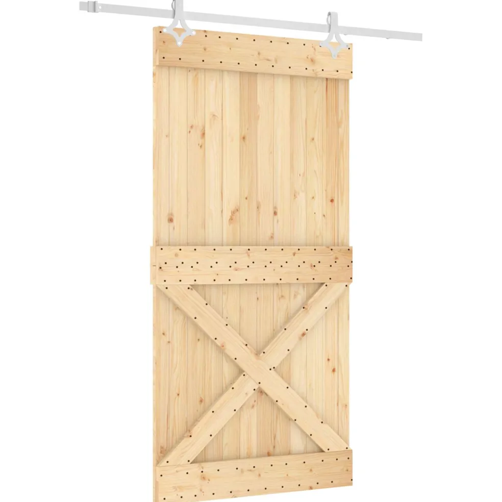 vidaXL Schuifdeur 100 x 210 cm Massief Grenenhout (Niet-Behandeld)