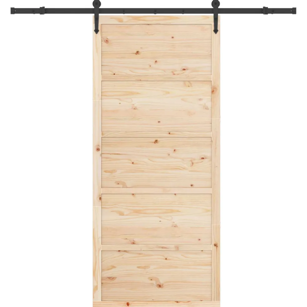 vidaXL Schuifdeur 100 x 208 cm Massief grenenhout Naturel