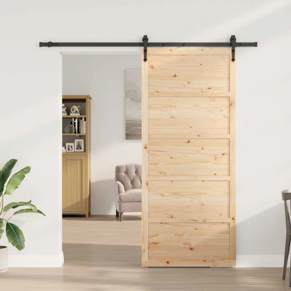 vidaXL Schuifdeur 100 x 208 cm Massief grenenhout Naturel