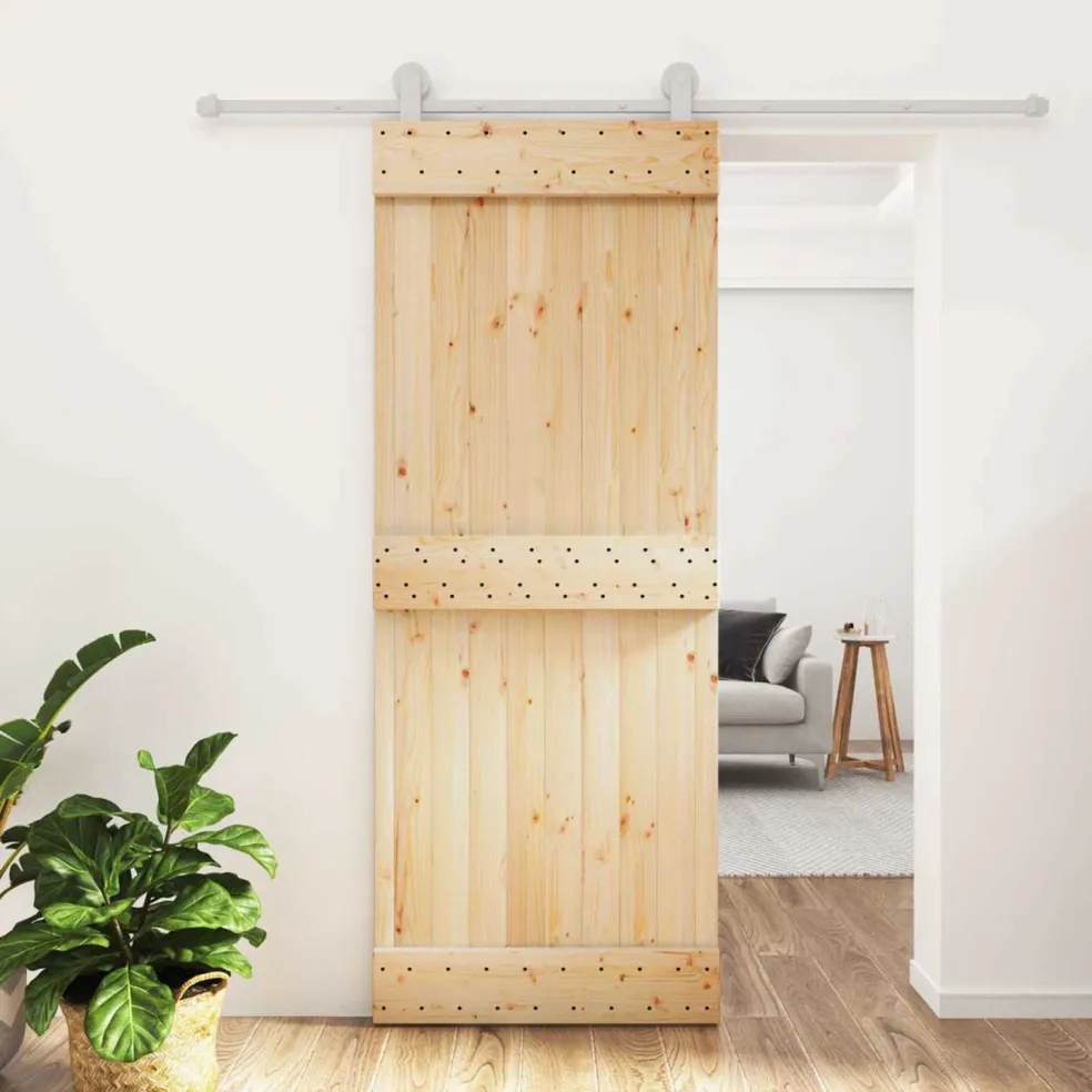 vidaXL Schuifdeur 80 x 210 cm Massief Grenenhout (Niet-Behandeld)