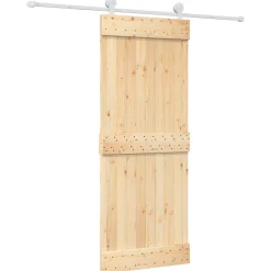 vidaXL Schuifdeur 80 x 210 cm Massief Grenenhout (Niet-Behandeld)