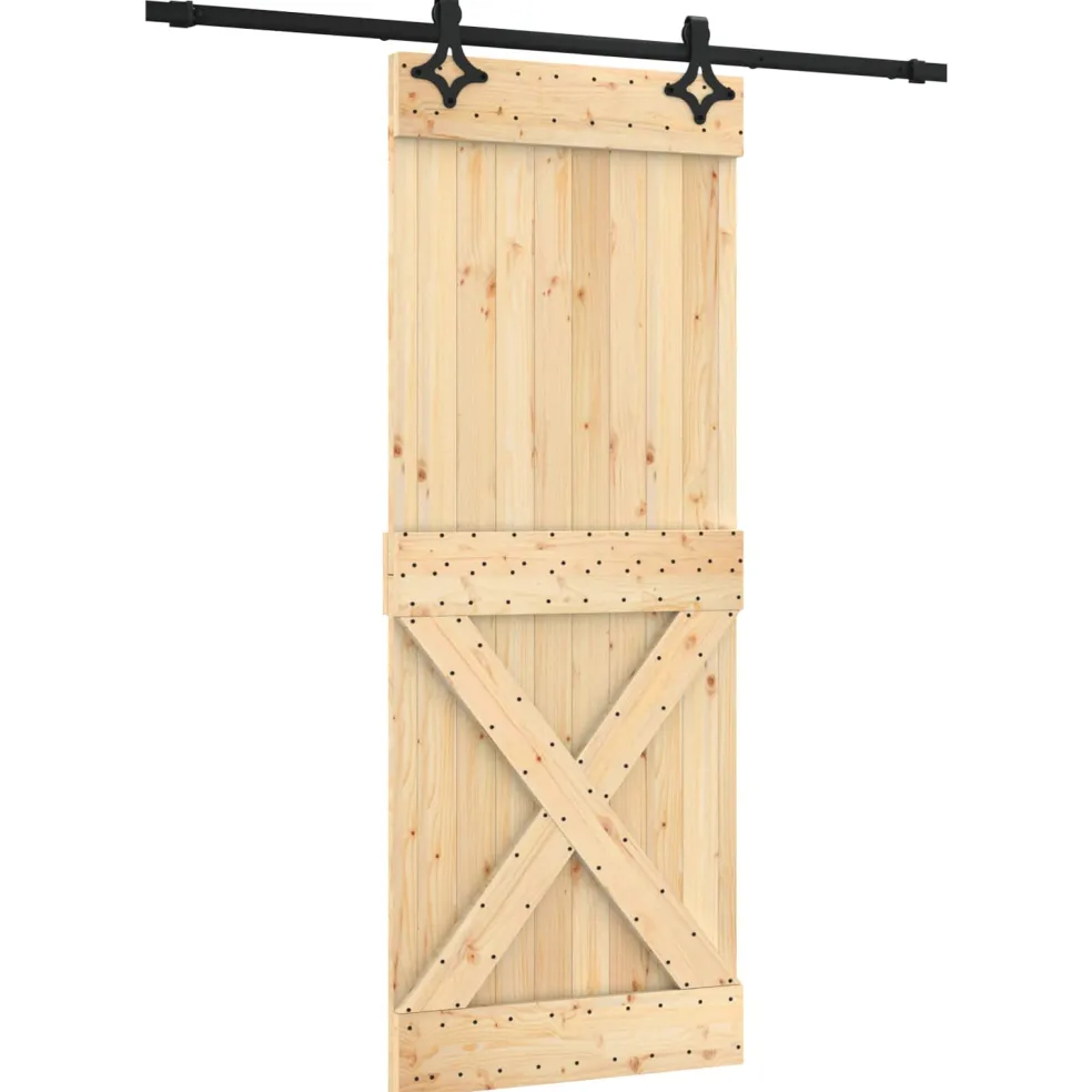 vidaXL Schuifdeur 80 x 210 cm Massief Grenenhout (Niet-Behandeld)
