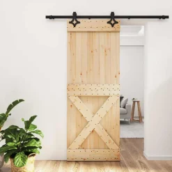 vidaXL Schuifdeur 80 x 210 cm Massief Grenenhout (Niet-Behandeld)