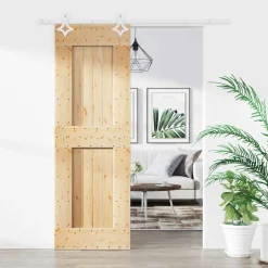 vidaXL Schuifdeur 70 x 210 cm Massief Grenenhout (Niet-Behandeld)