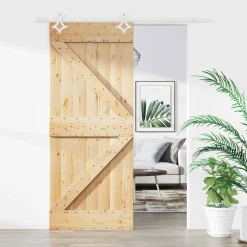 vidaXL Schuifdeur 85 x 210 cm Massief Grenenhout (Niet-Behandeld)