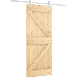 vidaXL Schuifdeur 85 x 210 cm Massief Grenenhout (Niet-Behandeld)