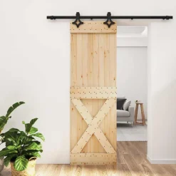 vidaXL Schuifdeur 100 x 210 cm Massief Grenenhout (Niet-Behandeld)