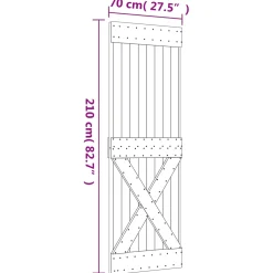vidaXL Schuifdeur 70 x 210 cm Massief Grenenhout (Niet-Behandeld)