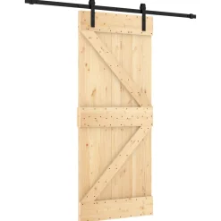 vidaXL Schuifdeur 85 x 210 cm Massief Grenenhout (Niet-Behandeld)