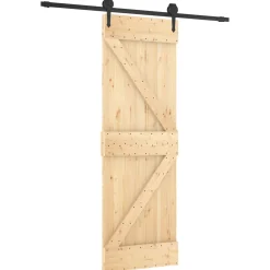 vidaXL Schuifdeur 70 x 210 cm Massief Grenenhout (Niet-Behandeld)