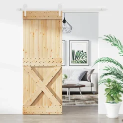 vidaXL Schuifdeur 80 x 210 cm Massief Grenenhout (Niet-Behandeld)