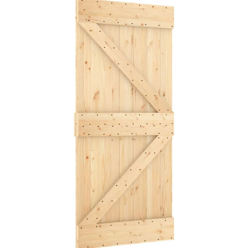vidaXL Schuifdeur 95 x 210 cm Massief Grenenhout (Niet-Behandeld)