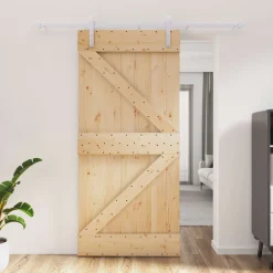 vidaXL Schuifdeur 95 x 210 cm Massief Grenenhout (Niet-Behandeld)